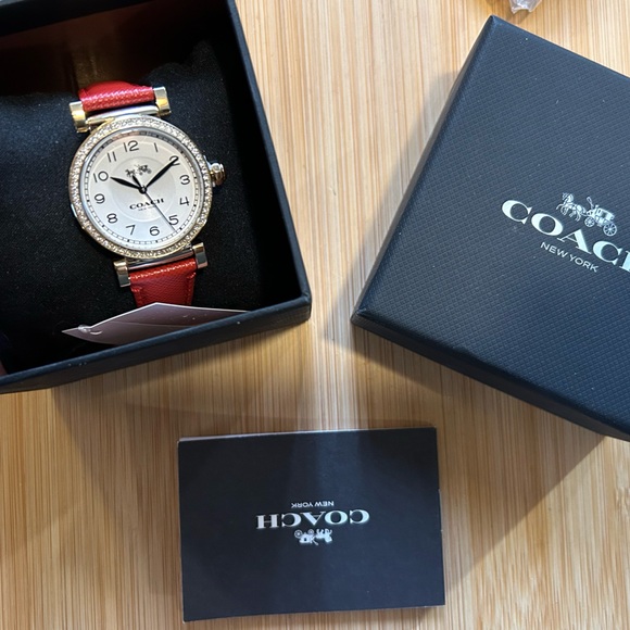 Coach Madison Watch With 32mm White Face & Orange Tone Leather Band - Picture 5 of 5